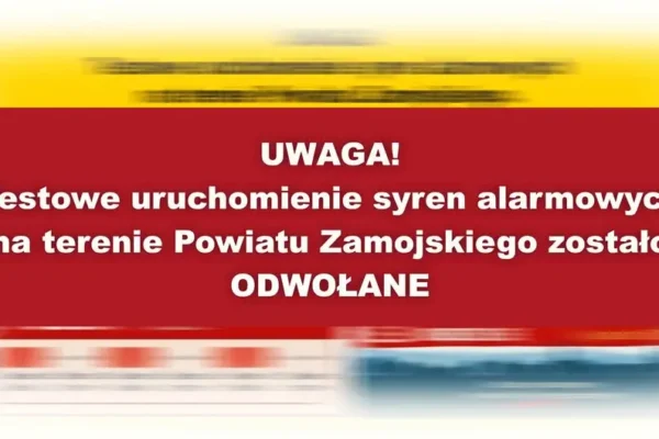 Odwołano test syren alarmowych w powiecie zamojskim
