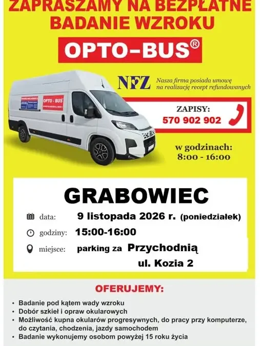 Bezpłatne badanie wzroku w Grabowiec – 9 listopada 2026