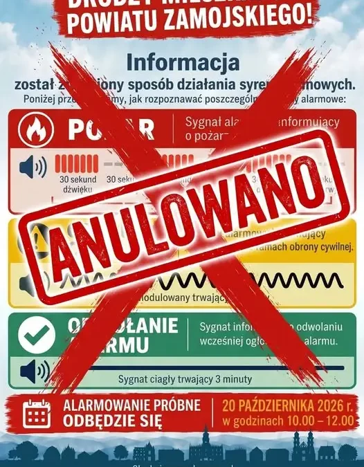 Odwołano próbny alarm syren w Lublinie – WCZK zmienia plany