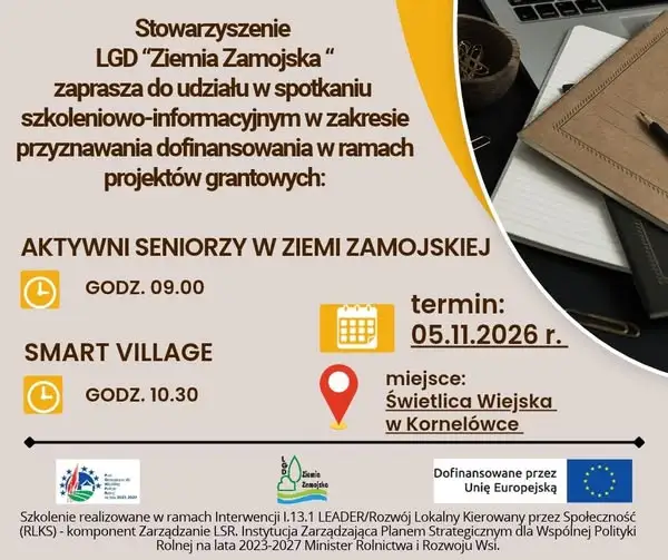 Gmina Nielisz zaprasza na szkolenie o grantach: Włączenie społeczne seniorów i Smart Village