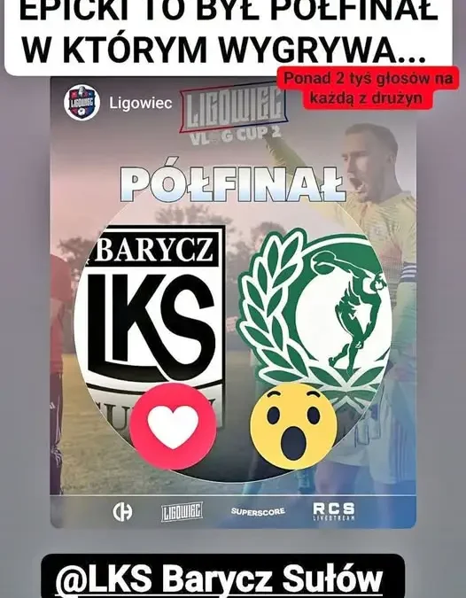Barycz Sułów w finale Ligowiec Vlog Cup 2 – zmierzy się z KS Powiślanka Lipsko