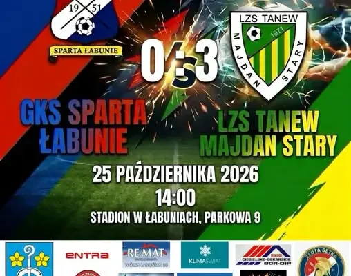 Sparta Łabunie przegrywa ósmy mecz z rzędu. Tanew Majdan Stary wygrywa 3:0
