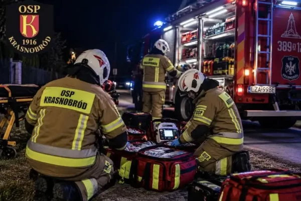 Krasnobród: strażacy udzielili pomocy nieprzytomnej osobie przy ul. Sanatoryjnej